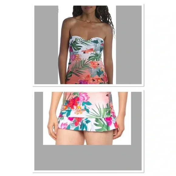 La Blanca Bird of Paradise Tankini and Ruffle Skirt  Size 12 - Picture 2 of 14